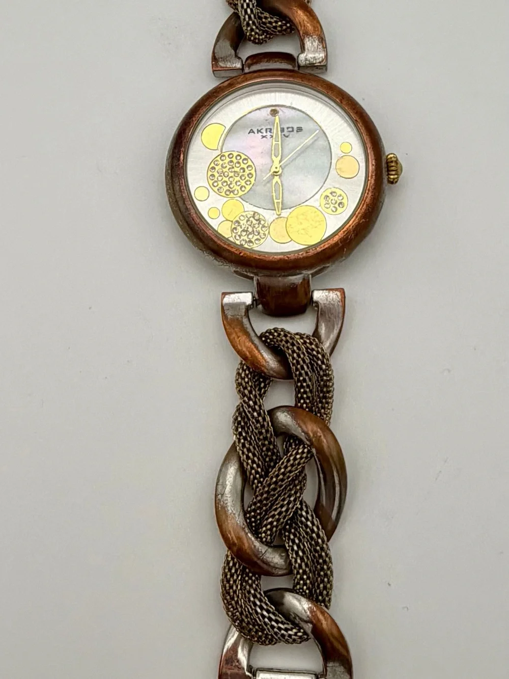 Akribos XXIV Gold and Mother-of-Pearl Accent Women's Watch
